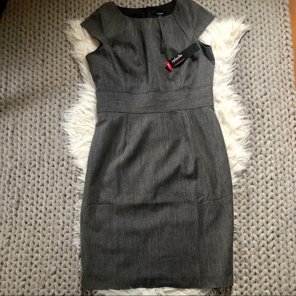 { Rafaella } NWT Gray Cap-sleeve Workwear Dress - Picture 4 of 8